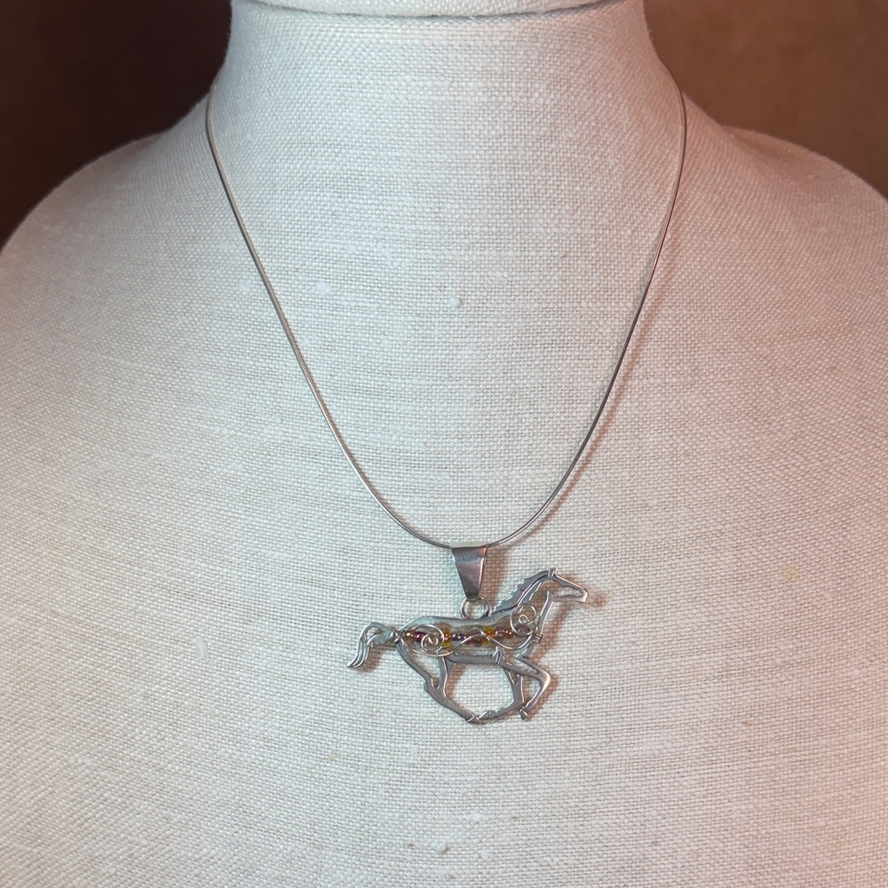 Stylish Art Sterling Silver Horse Necklace Handmade